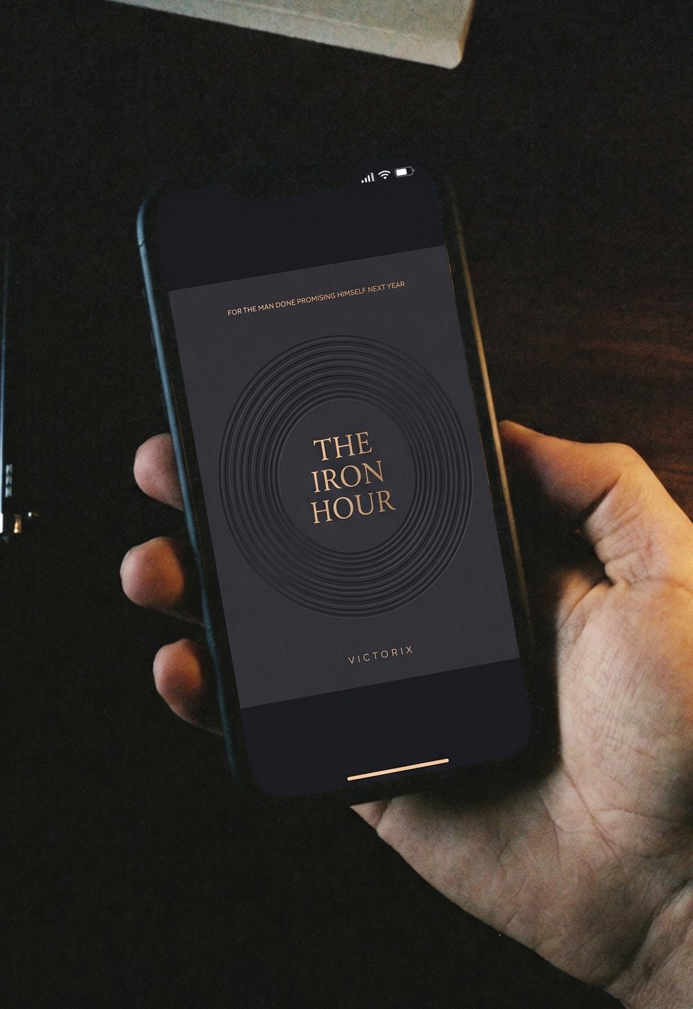 The Iron Hour on a phone